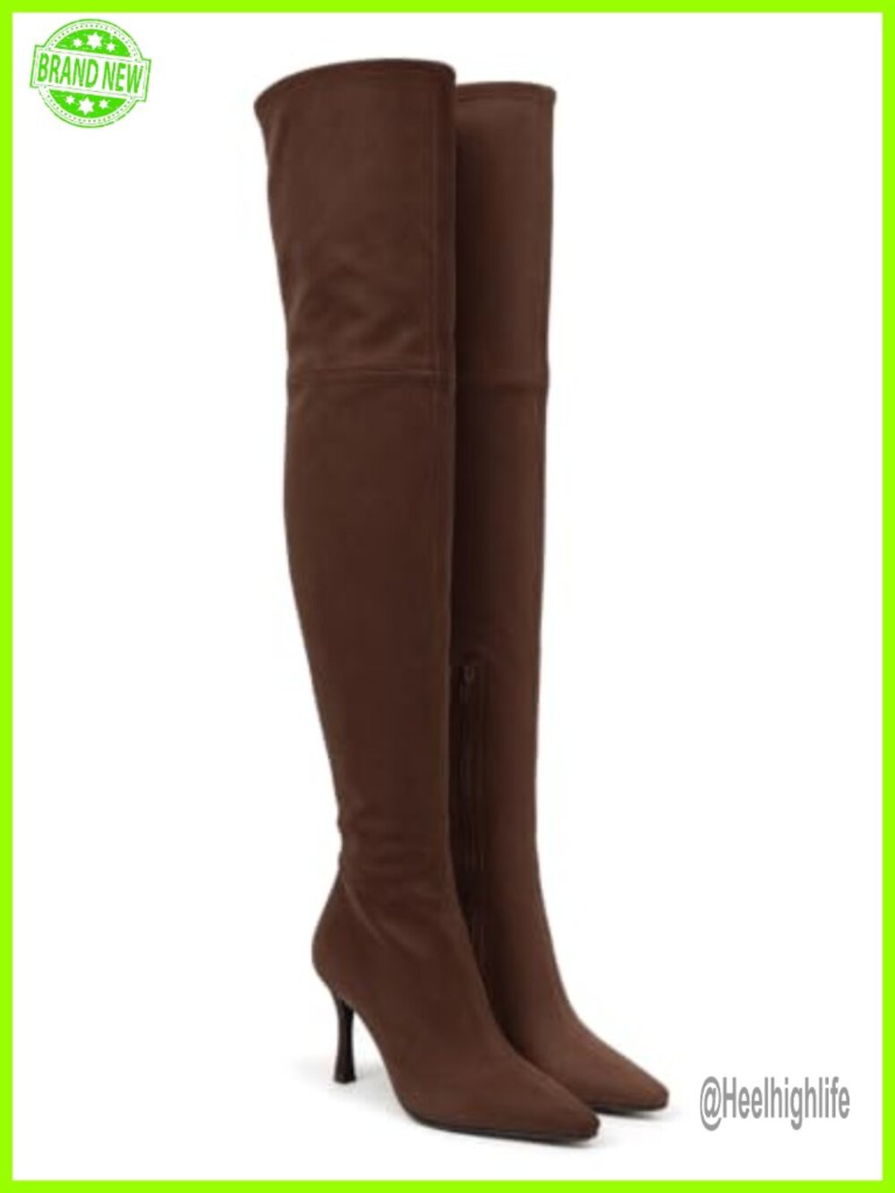 Faux Suede Over the Knee High Heel Boots Zip Thigh High Dress Boots